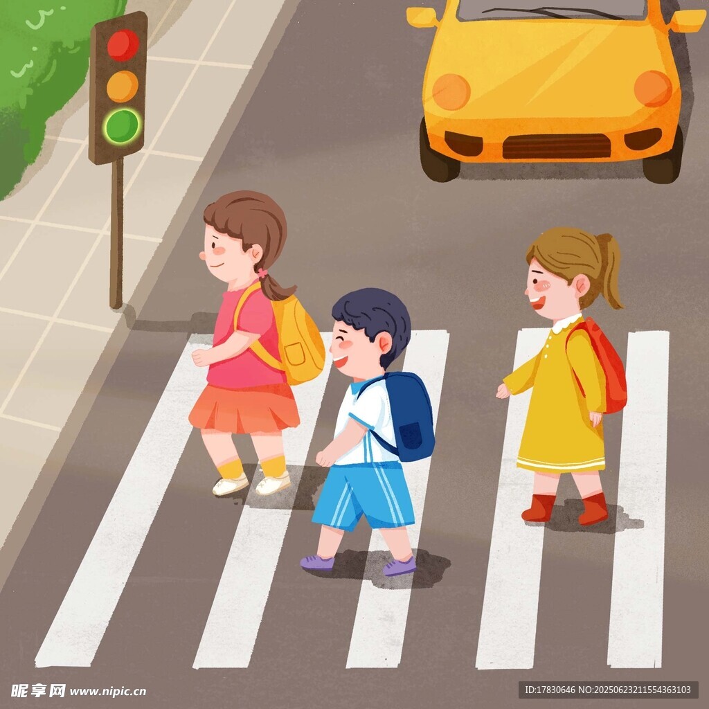 儿童过马路场景