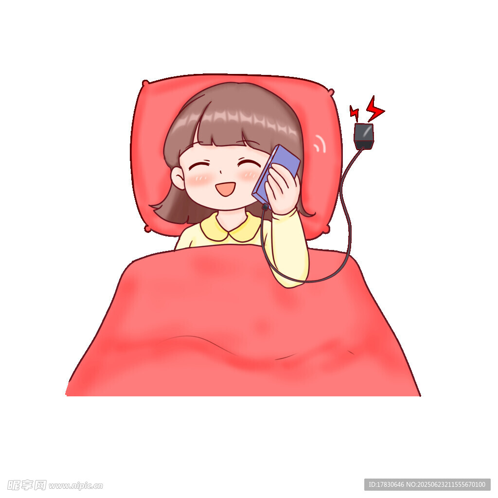 女孩卧床打电话场景图