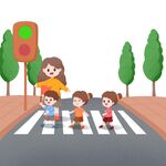 妈妈带孩子过马路