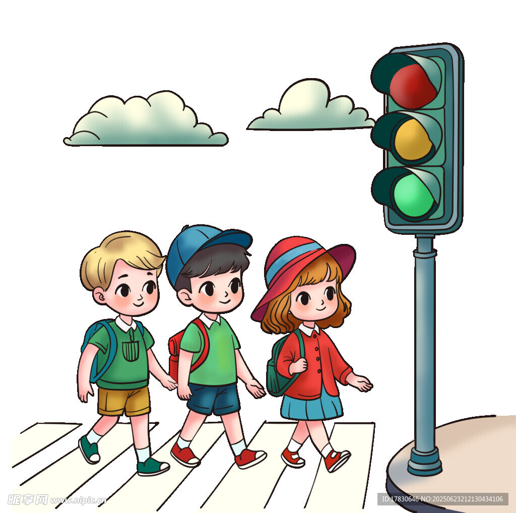 儿童过马路遵守交通规则