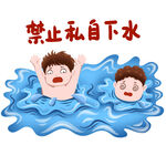 禁止私自下水警示图