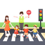 交警护送儿童过马路