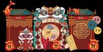 国潮风传统节日装饰插画