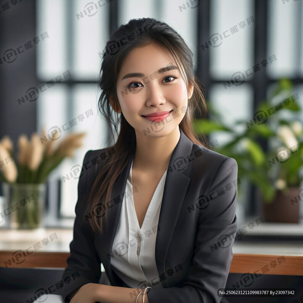 身穿职业装美女坐在办公桌前