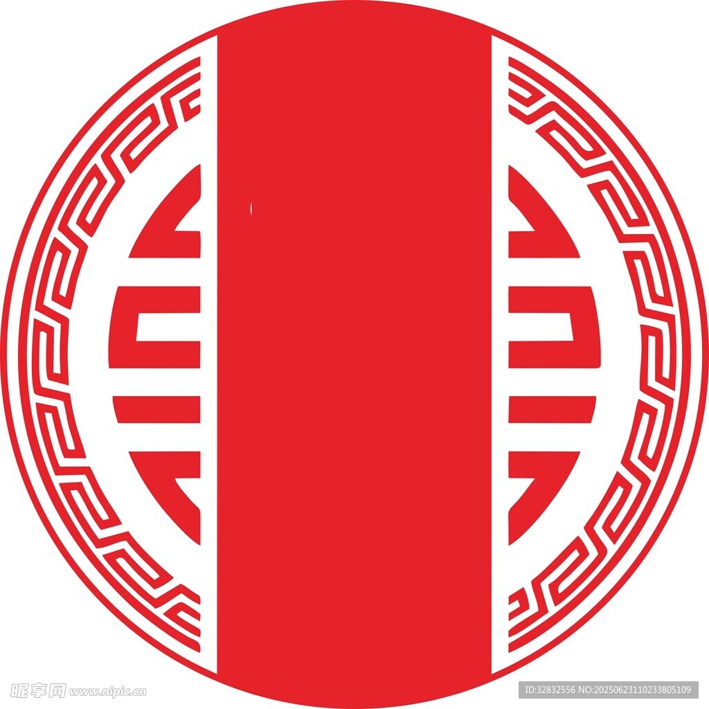 中式传统圆形红色标志