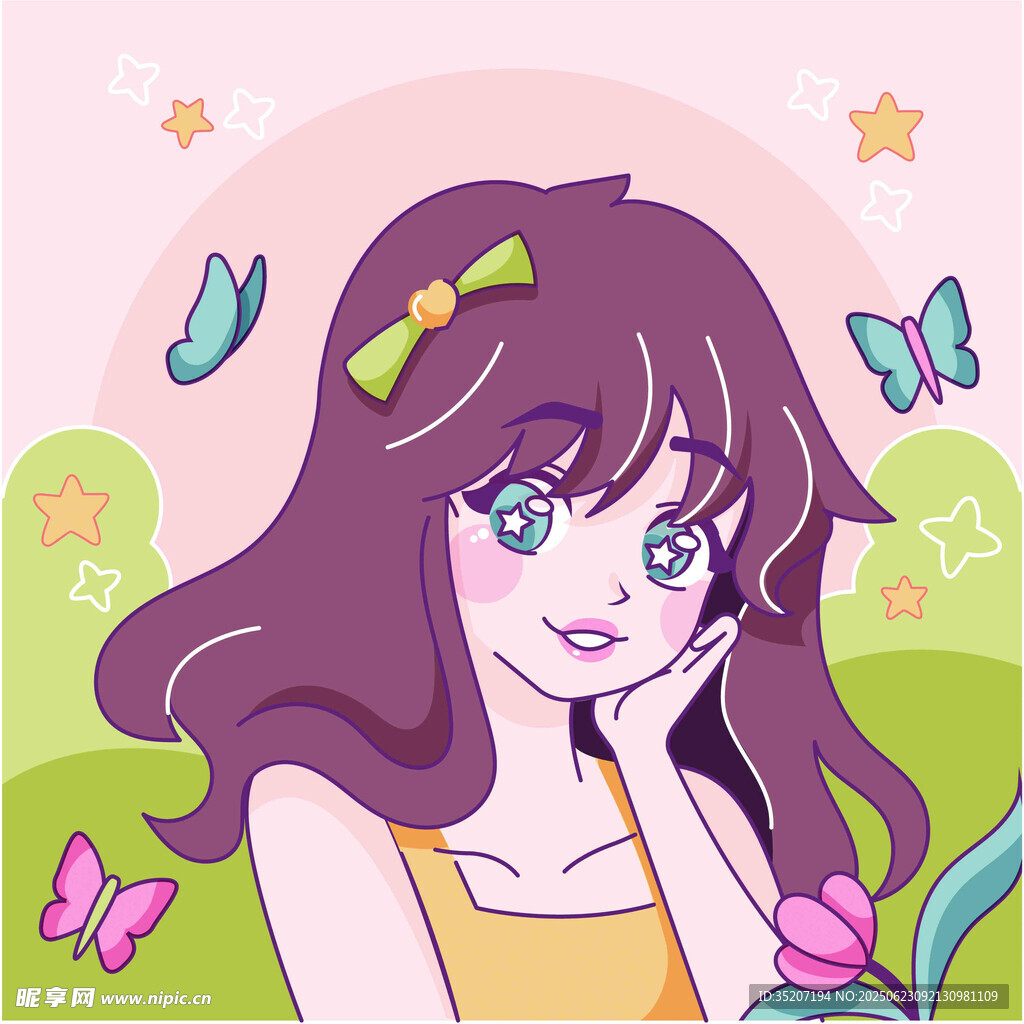 梦幻少女与蝴蝶的美好画面
