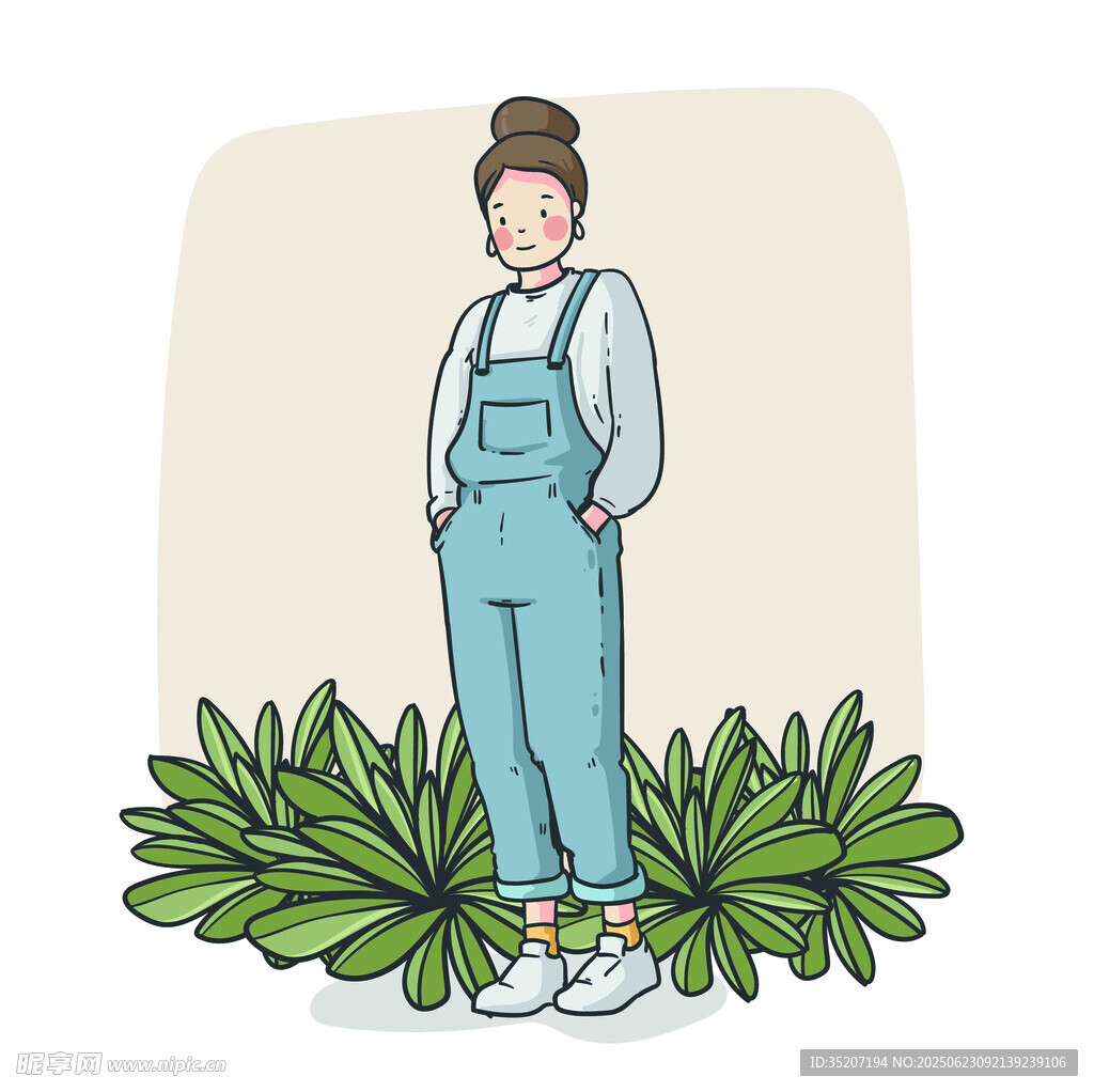 穿背带裤的时尚女孩