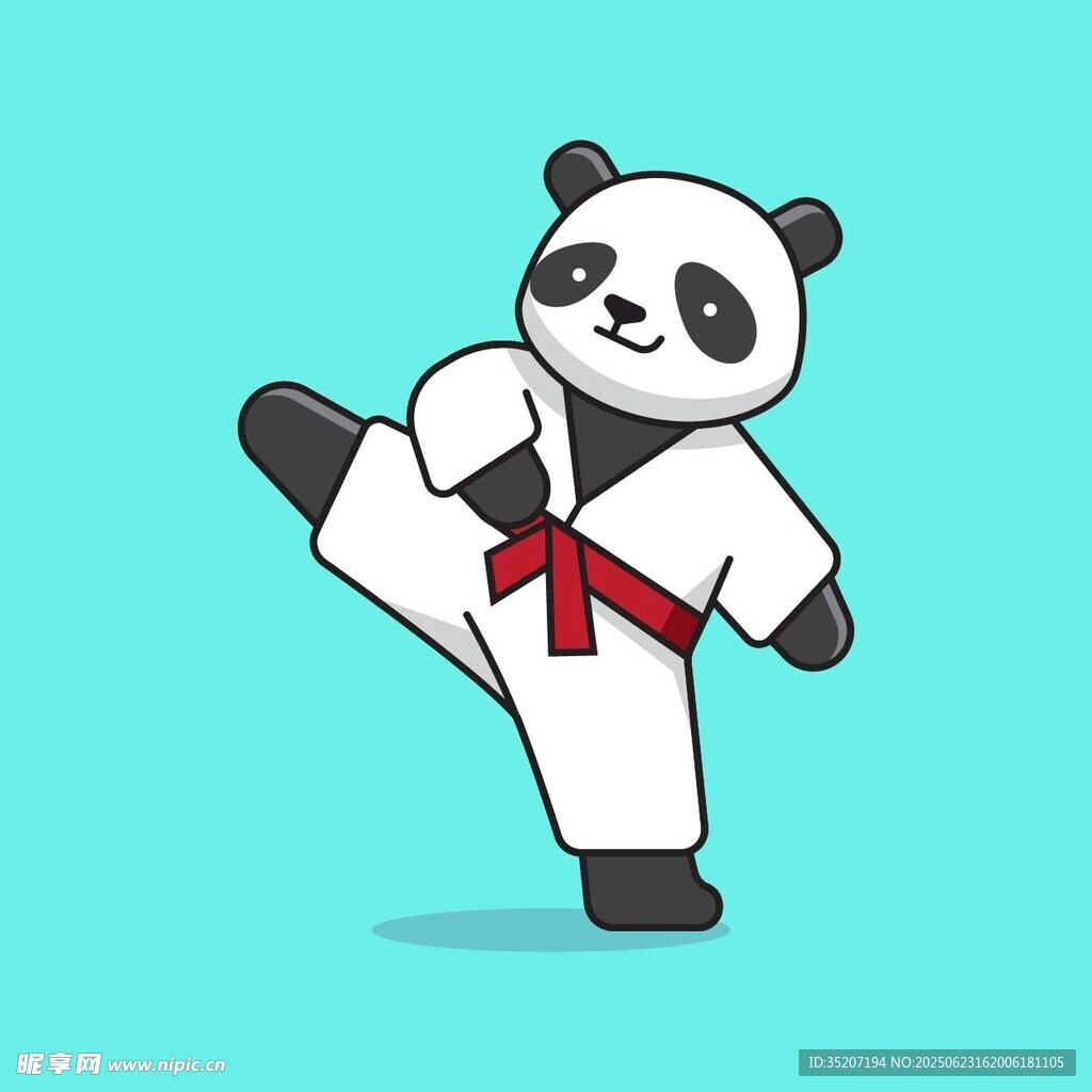 练空手道的可爱熊猫