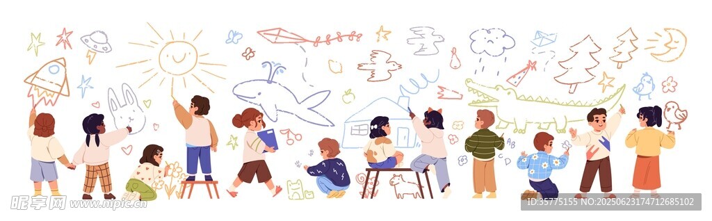 儿童手绘涂鸦插图 