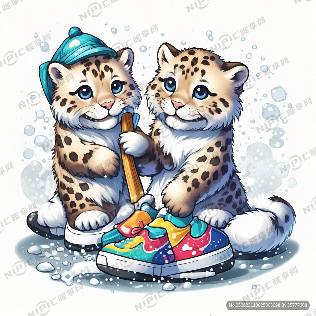 卡通雪豹洗鞋 一手刷子