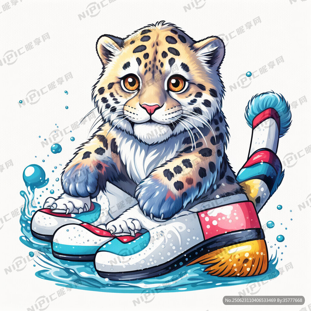 卡通彩色雪豹洗鞋 一手刷子