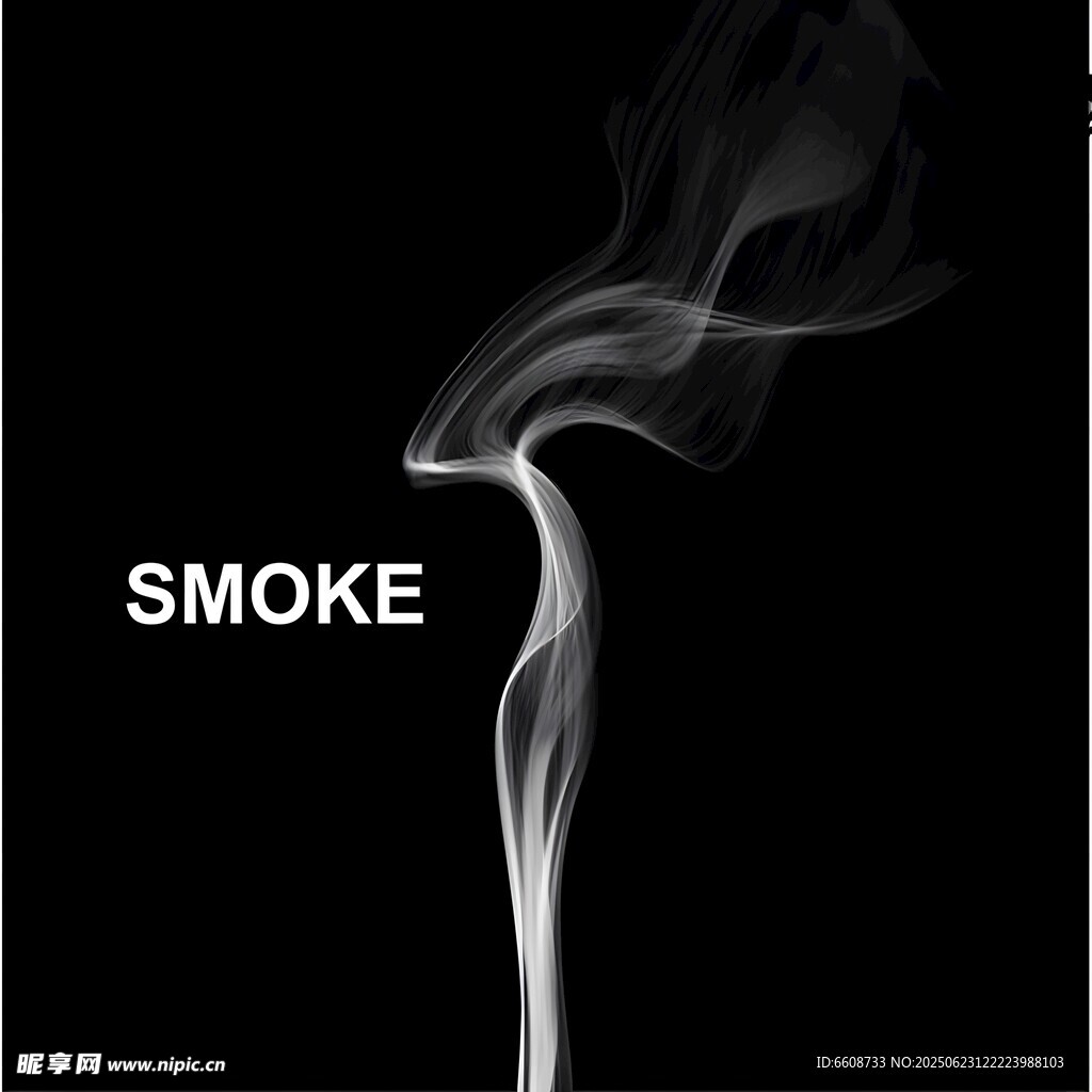 黑色背景下的袅袅烟雾
