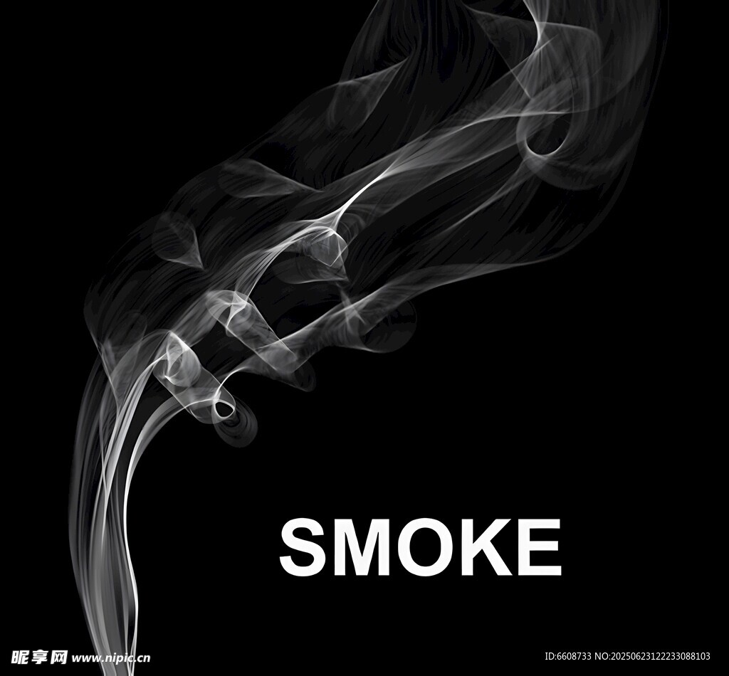 黑色背景下的飘逸烟雾