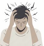 男子双手抱头显焦虑