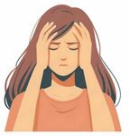 疲惫女性双手抱头显焦虑