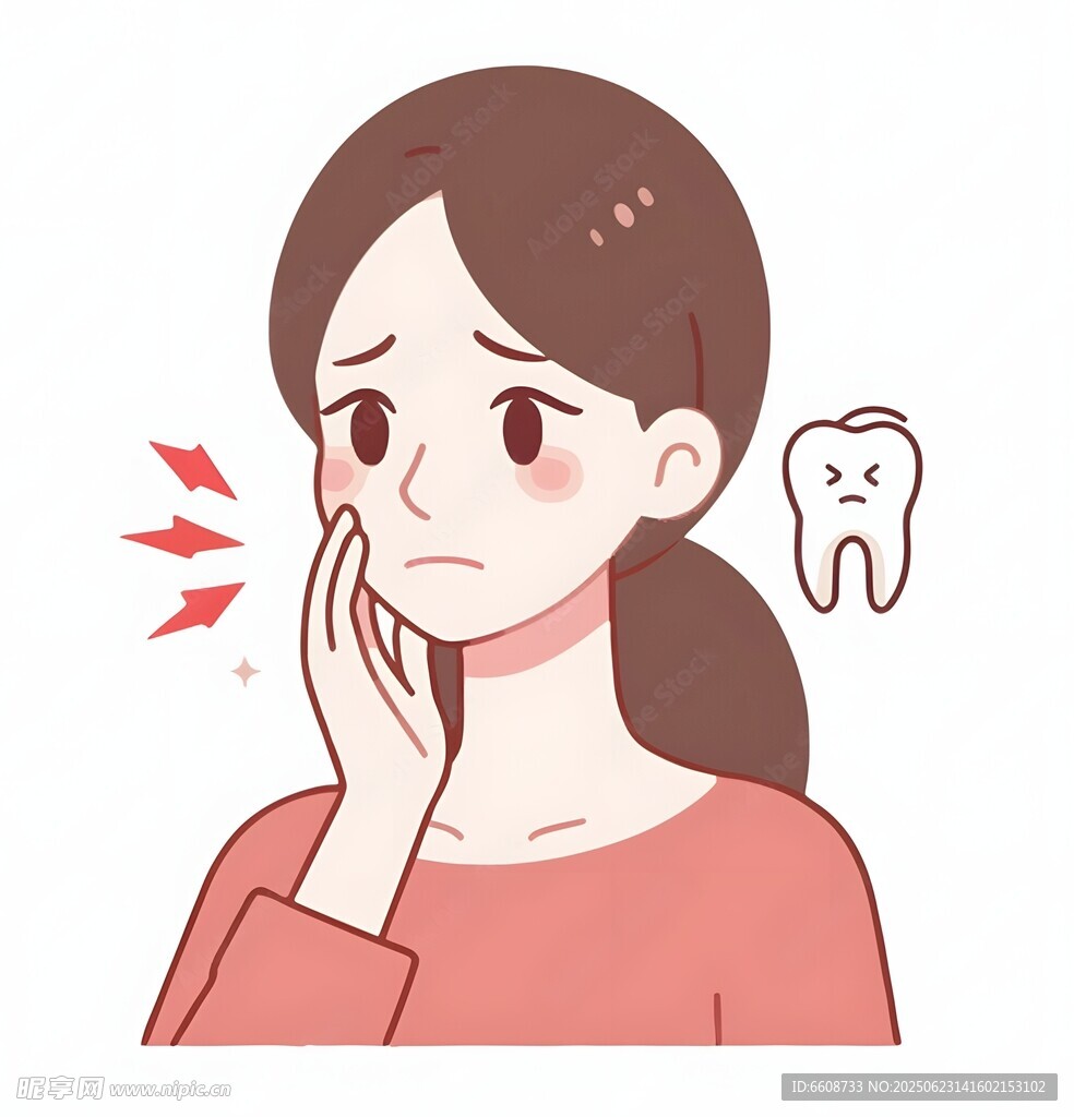 女孩因牙痛面露苦恼