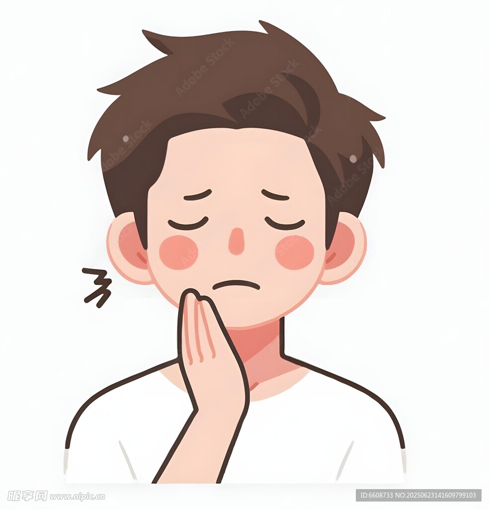 苦恼男孩单手托腮显愁容