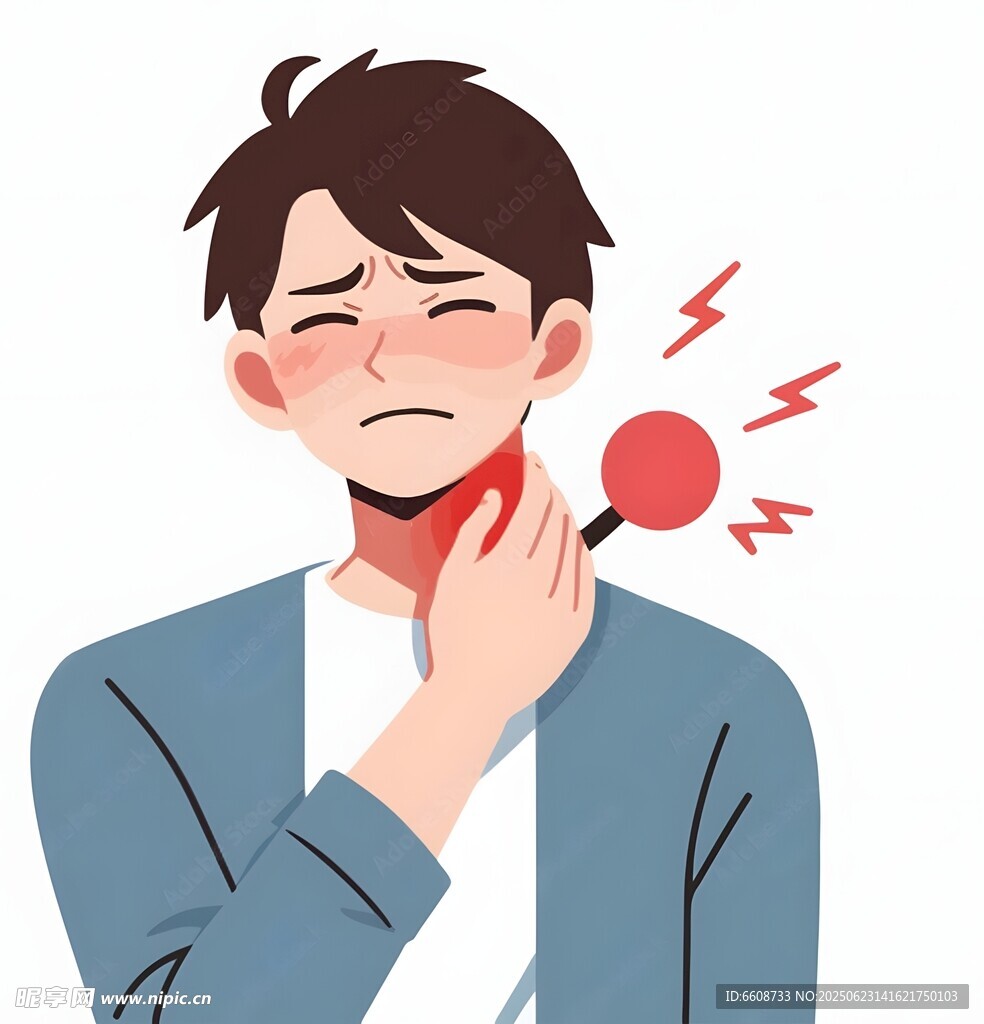 男子颈部疼痛表情痛苦