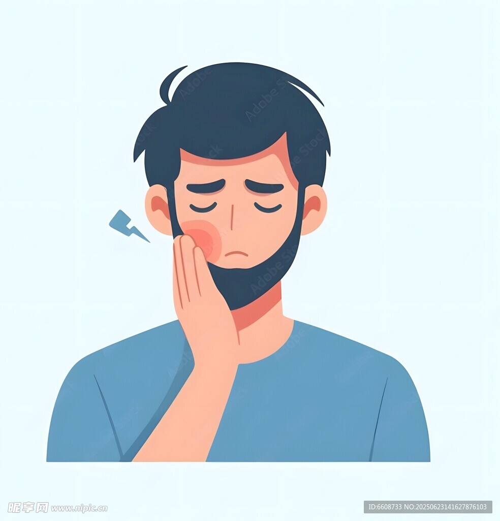 男子牙痛表情显痛苦