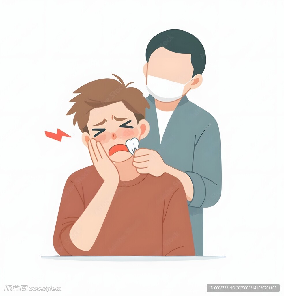 医生为患者检查口腔