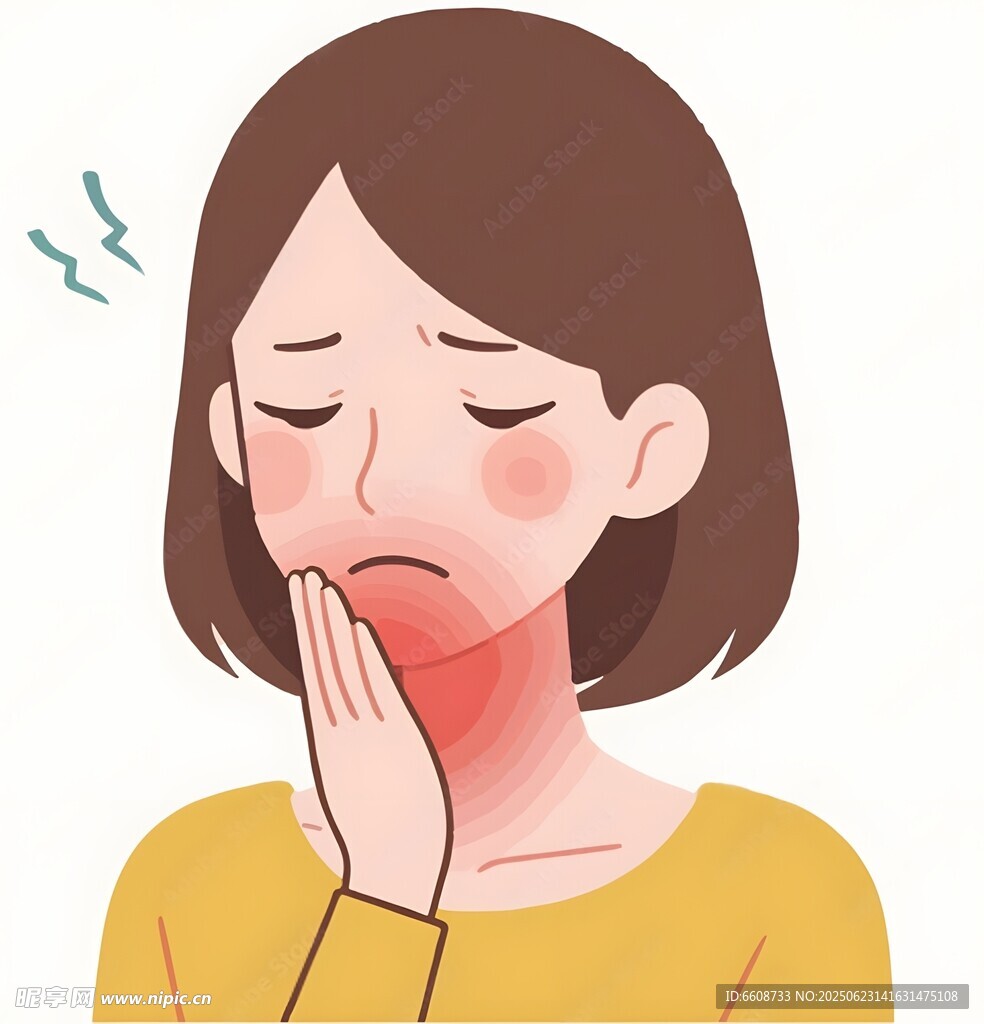 女孩牙痛面露痛苦神情