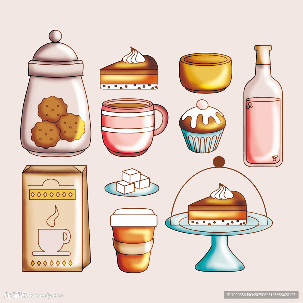 可爱手绘风烘焙美食与器具