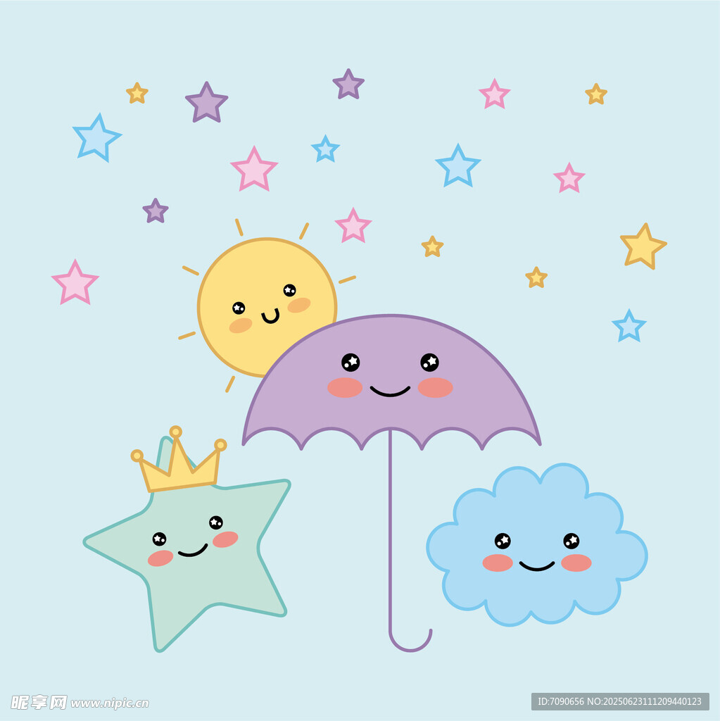 可爱卡通天气元素插画