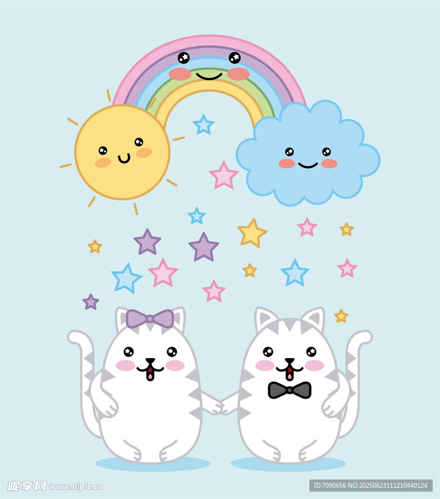 可爱猫咪与梦幻天空元素