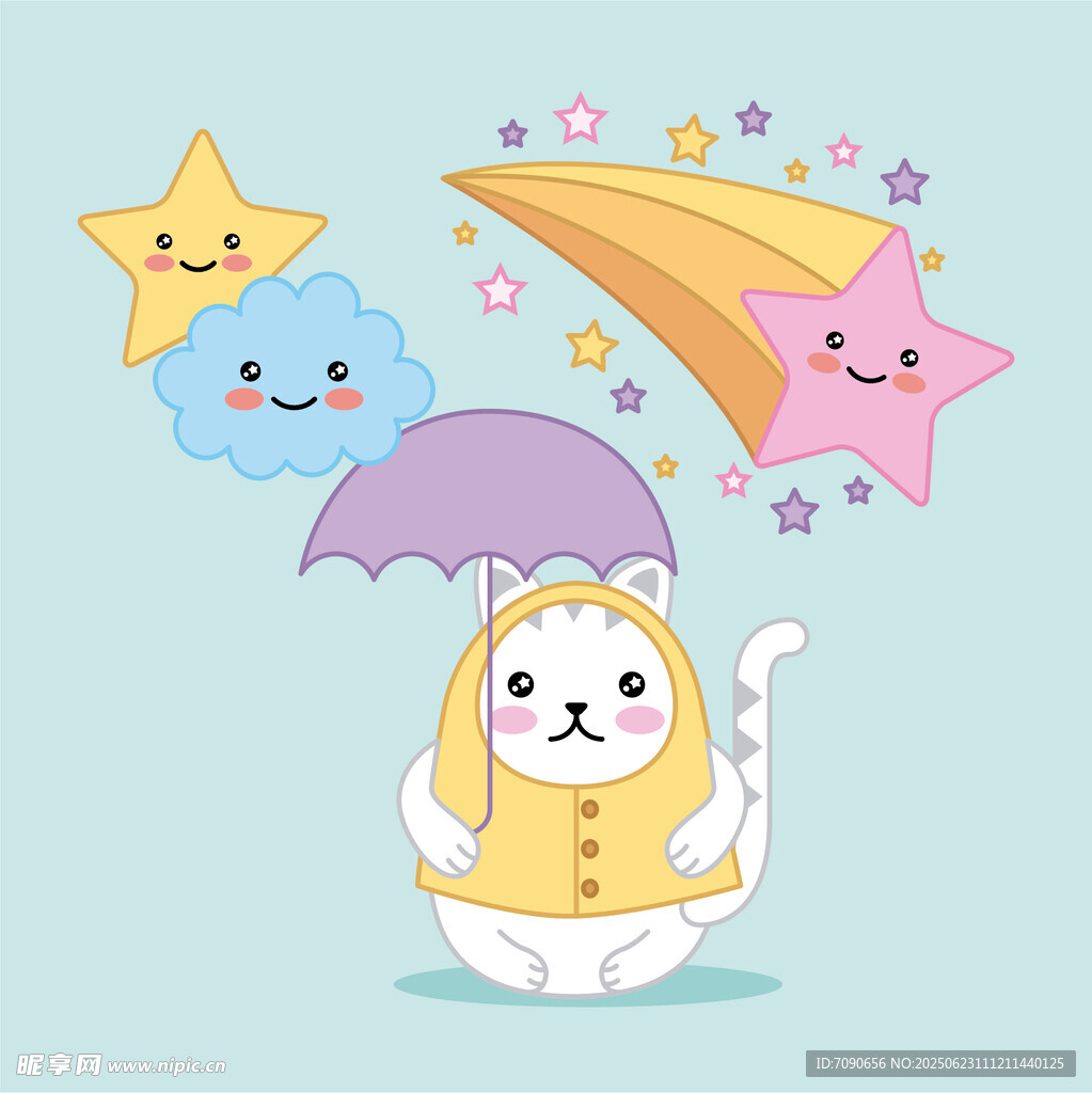 撑伞小猫的梦幻天空之旅