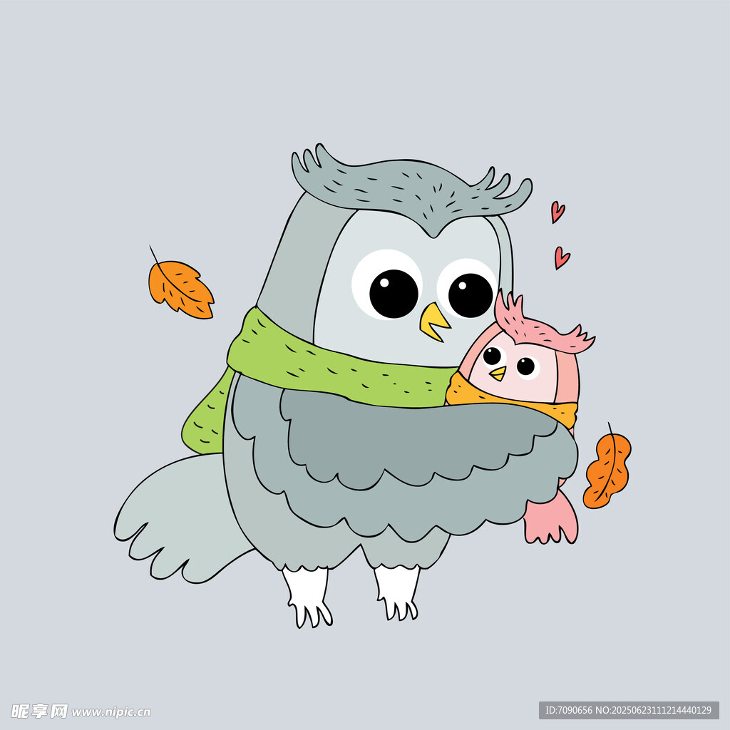 猫头鹰母子温馨相伴