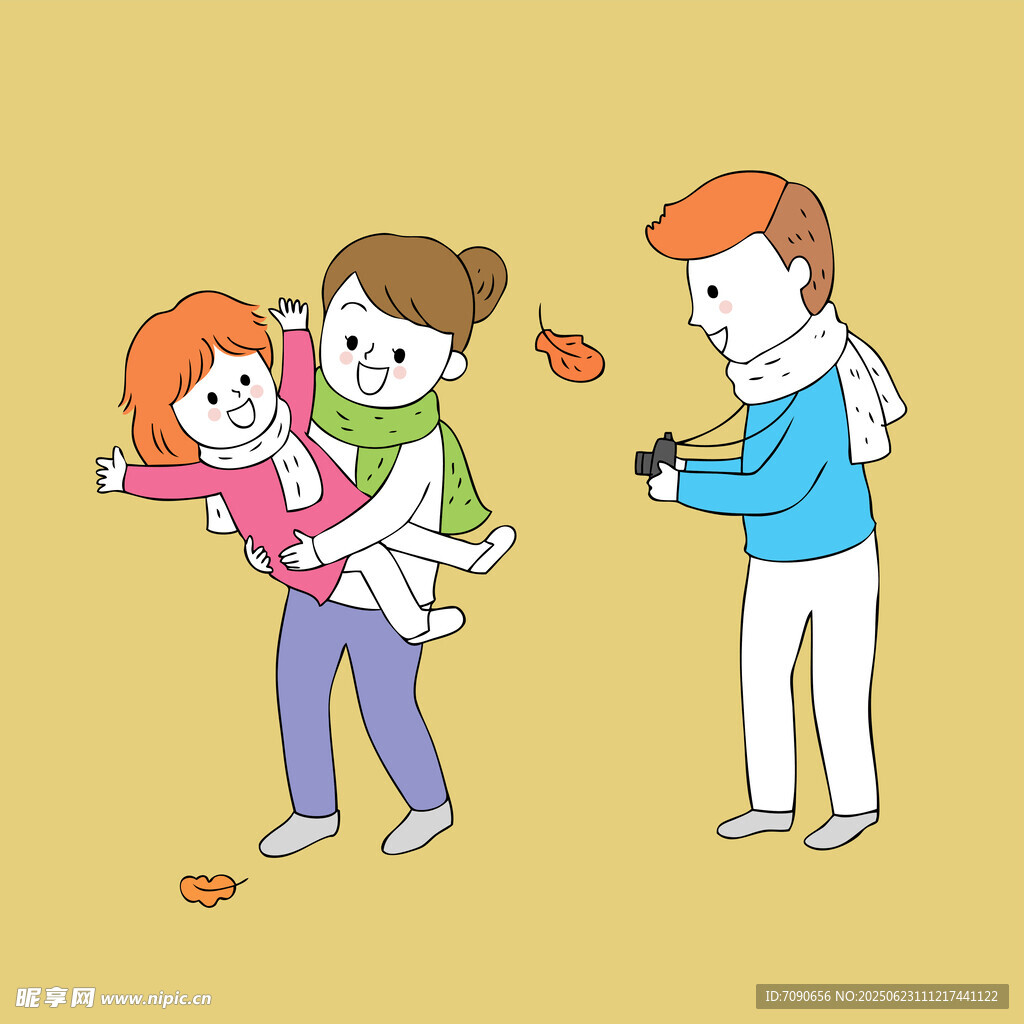 秋日家庭欢乐互动瞬间