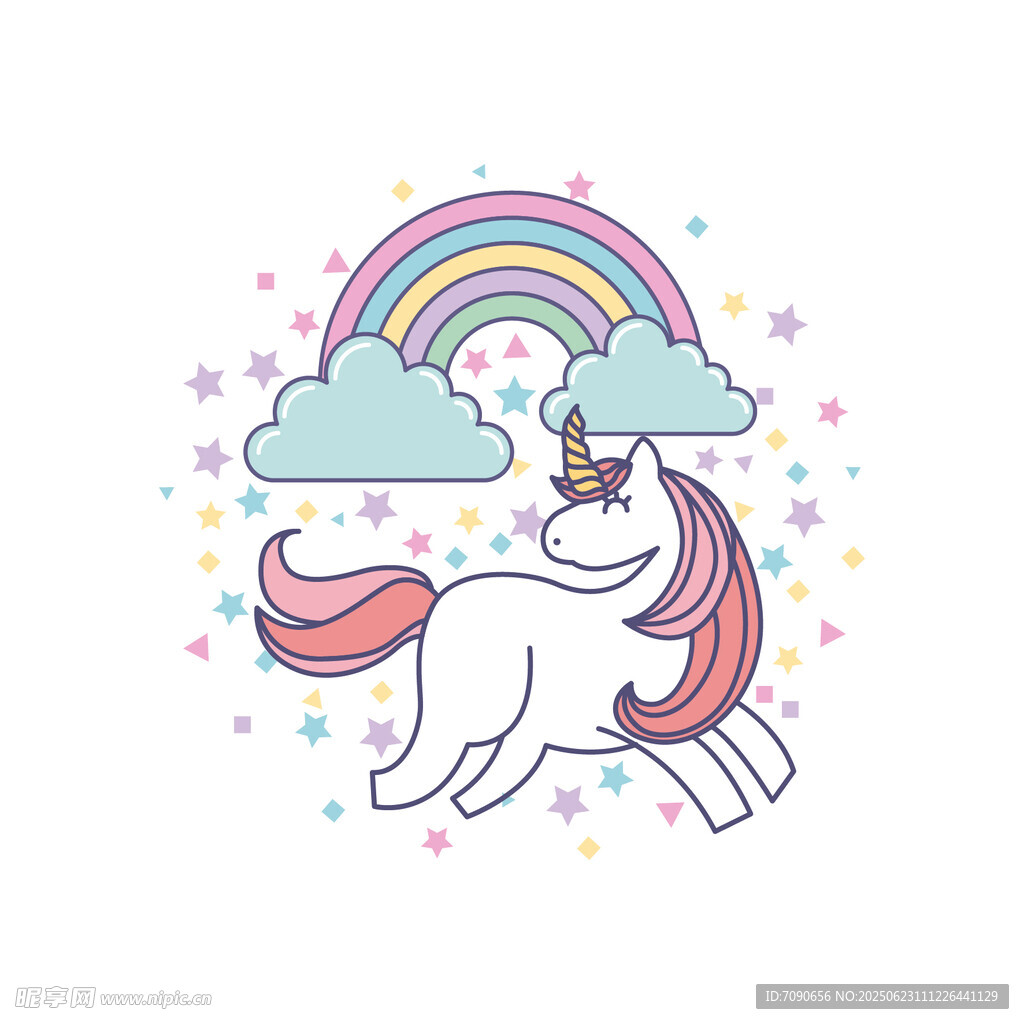 梦幻独角兽与彩虹云朵