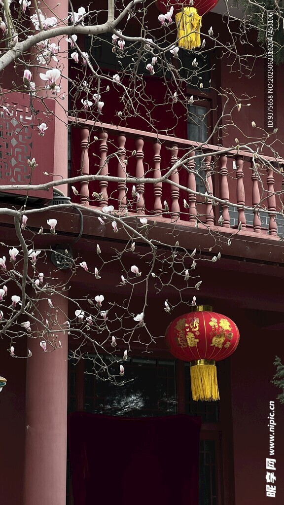 中式建筑挂饰喜庆氛围浓