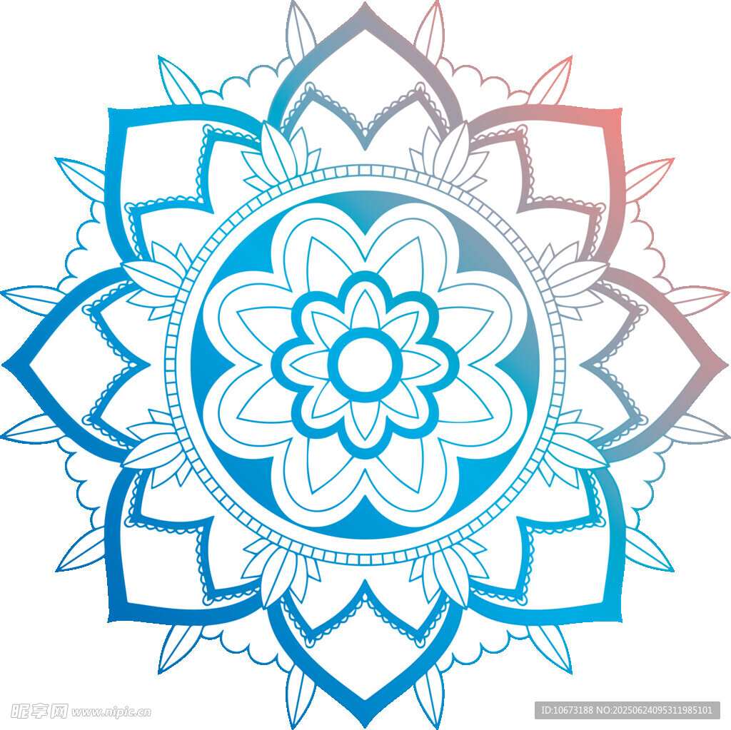 蓝色曼陀罗花纹图案