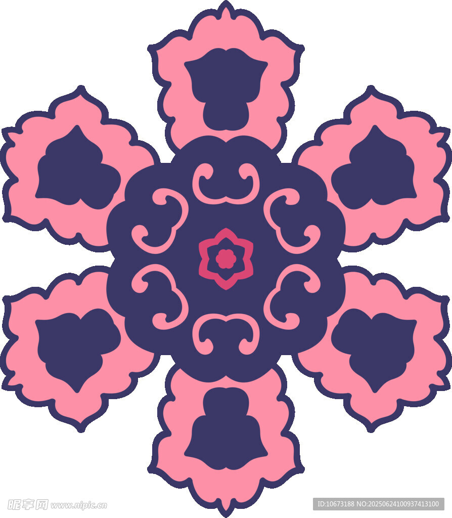 粉色紫色对称花纹图案