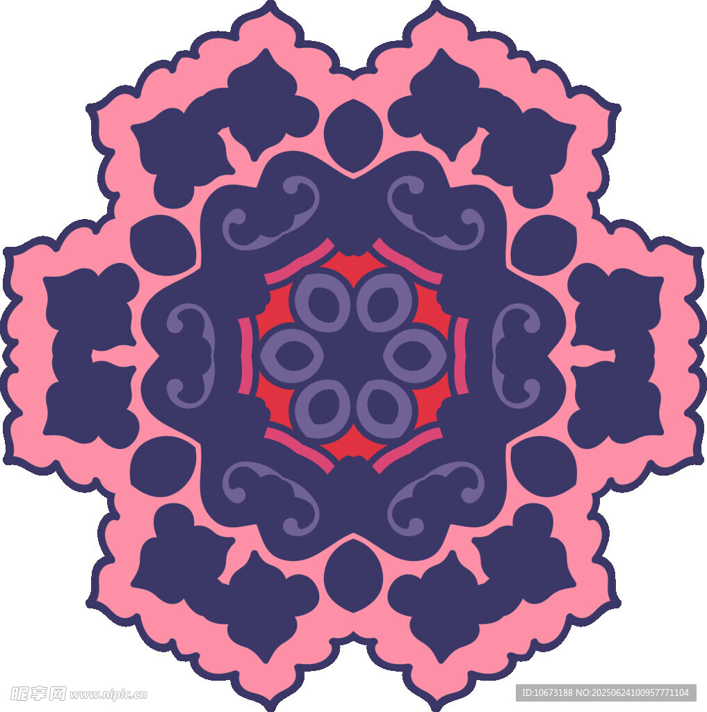 粉色紫色对称花纹图案