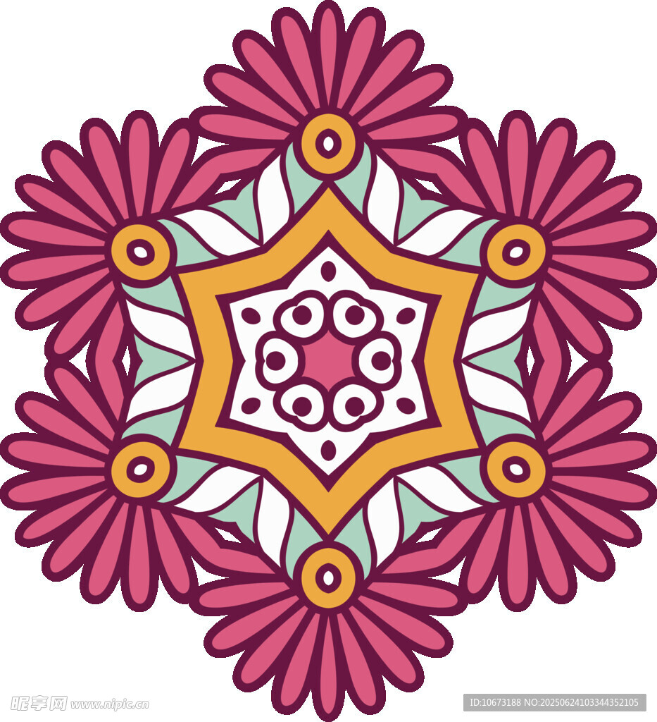 多彩花卉曼陀罗图案