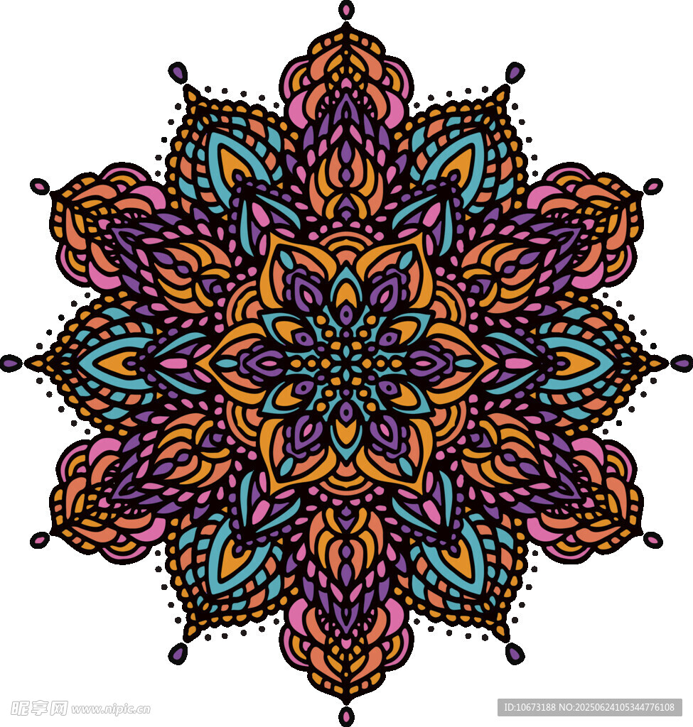 多彩曼陀罗花纹图案