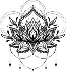 黑白莲花曼陀罗艺术图案