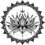 黑白莲花曼陀罗图案
