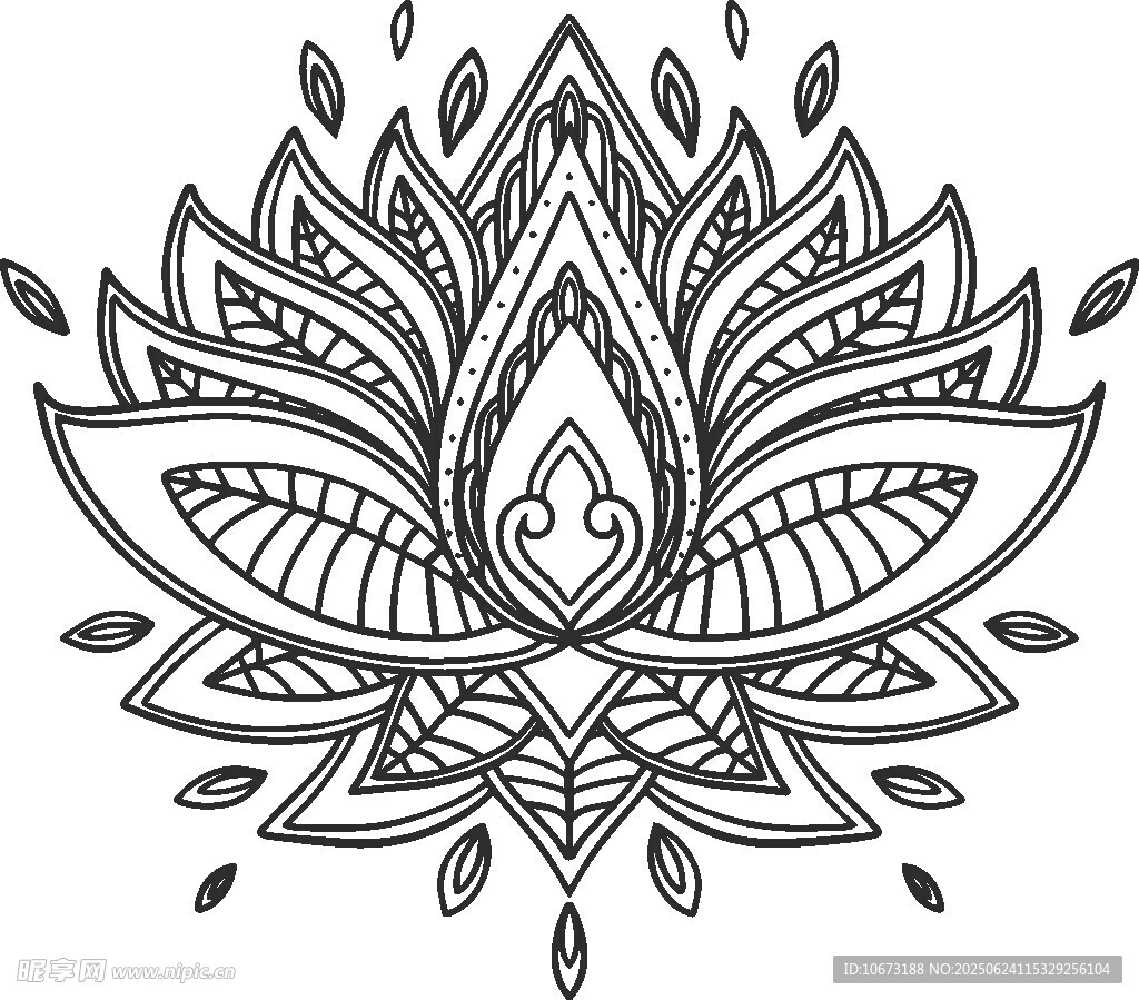 曼陀罗风格莲花图案