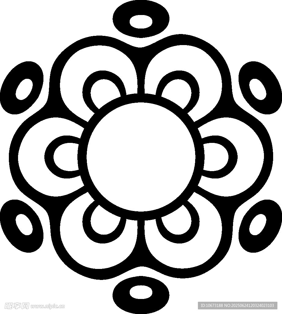 简约黑白花朵装饰图案