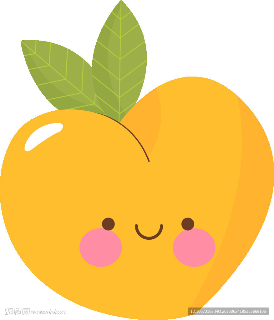 可爱笑脸黄桃插画