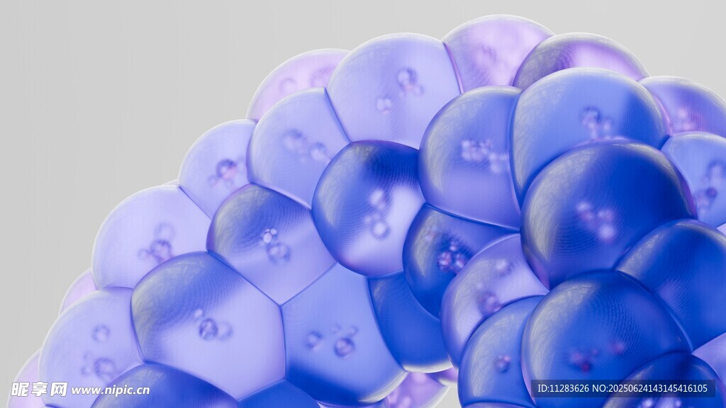 蓝色透明多边形球体组合