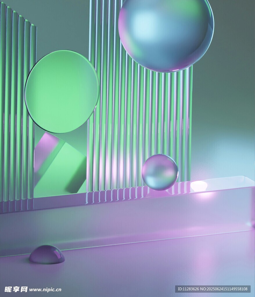 梦幻渐变几何球体场景