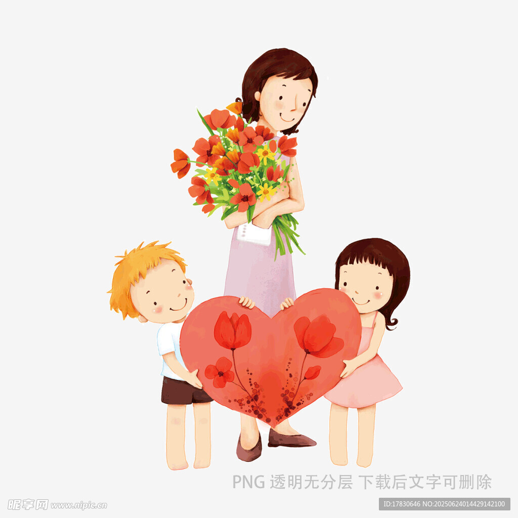 孩子献花给母亲的温馨时刻