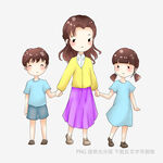 老师与孩子手牵手同行