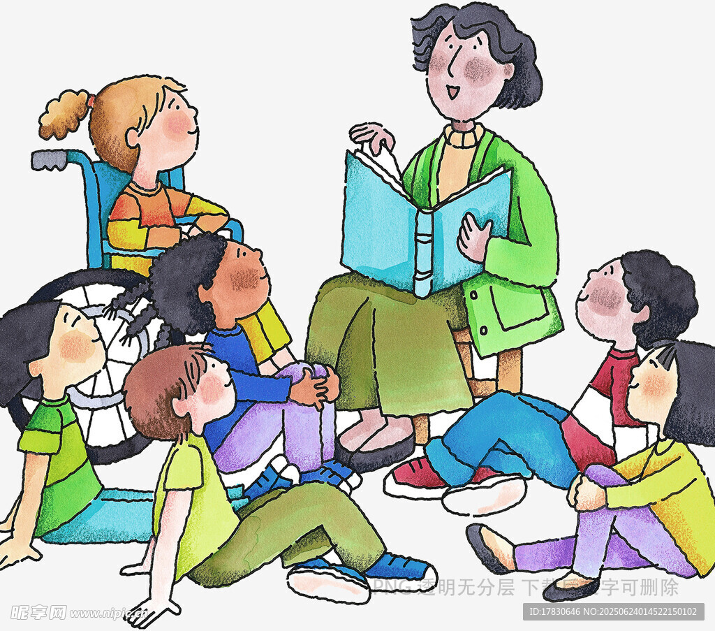 老师与学生围坐快乐阅读
