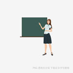 女教师黑板前授课场景
