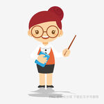 女教师抱猫持教鞭授课